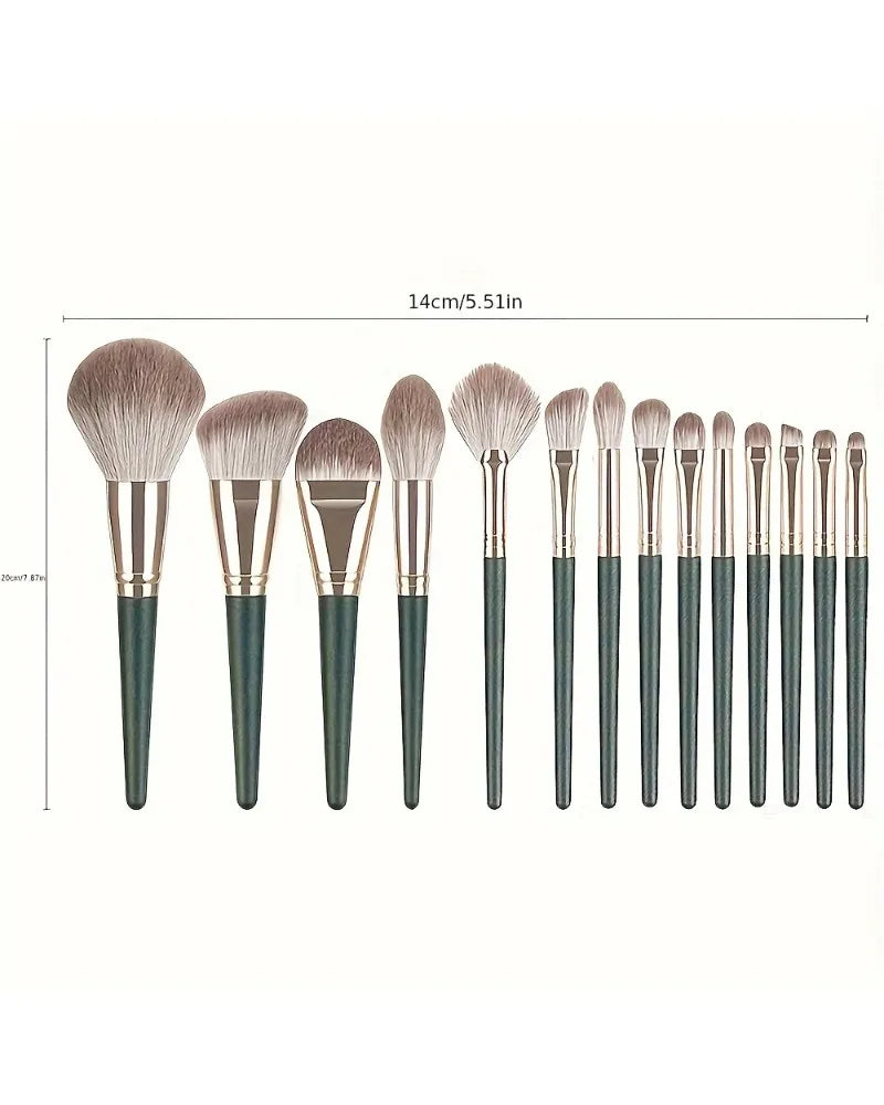 Luxury 14-Piece Makeup Brush Set Professional Full Face & Eye Detail Brushes Super Soft for Foundation Blush Application