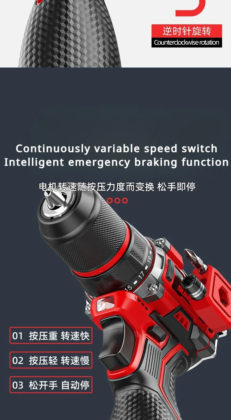 Brushless Cordless Impact Drill – Electric Screwdriver with Metal Chuck