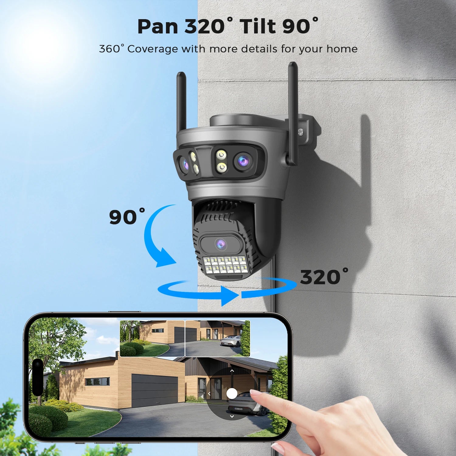 15MP PTZ IP Security Camera, 30x Optical Zoom Outdoor WiFi with Auto Tracking