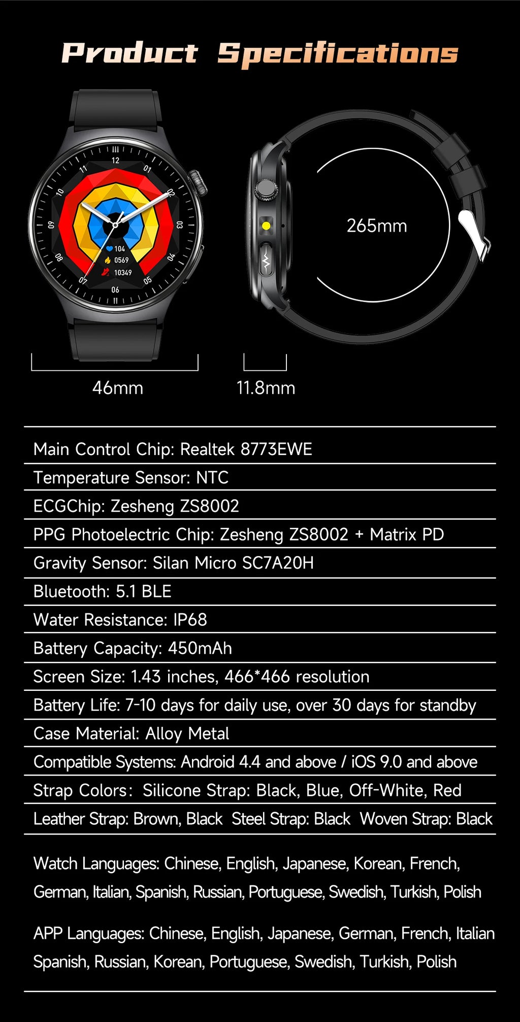 2026 New Diagnosis ECG Smart Watch Sport AI Accurate Uric Acid Blood Pressure Body Fat Five Organ Fitness Waterproof Smartwatch