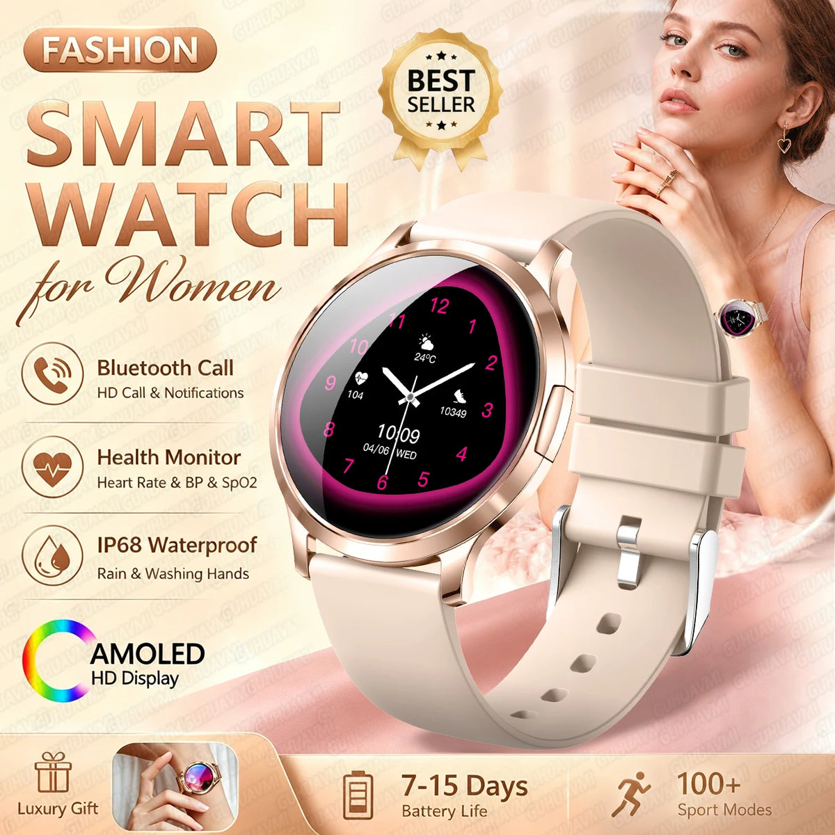 1.32-Inch AMOLED Smartwatch with 100+ Sports Modes & Bluetooth Calling