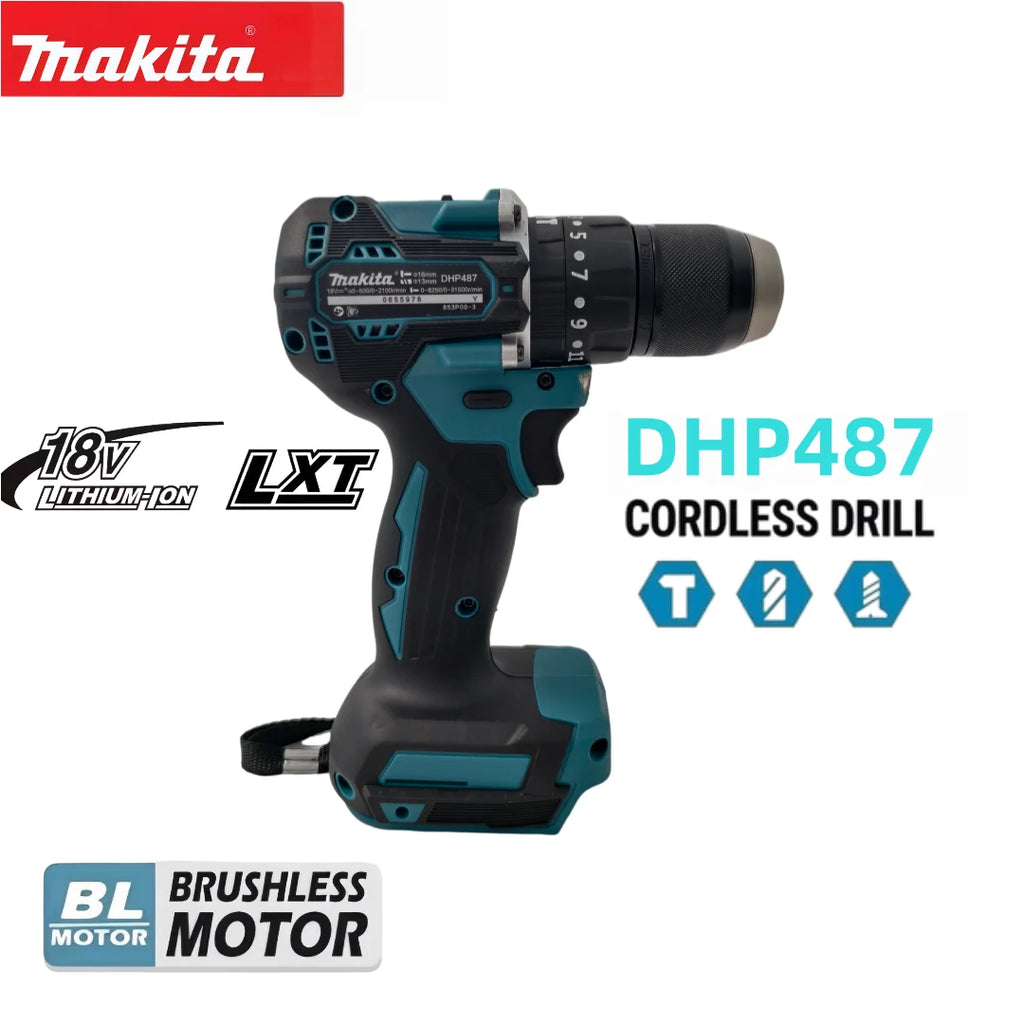 Makita DHP487 18V Brushless Cordless Hammer Drill – Combi Drill