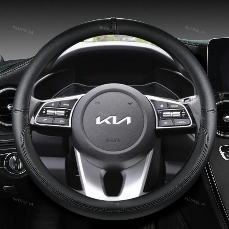 Steering Wheel Cover 38cm Leather – Kia Sportage Ceed Rio Sorento K2-K5
