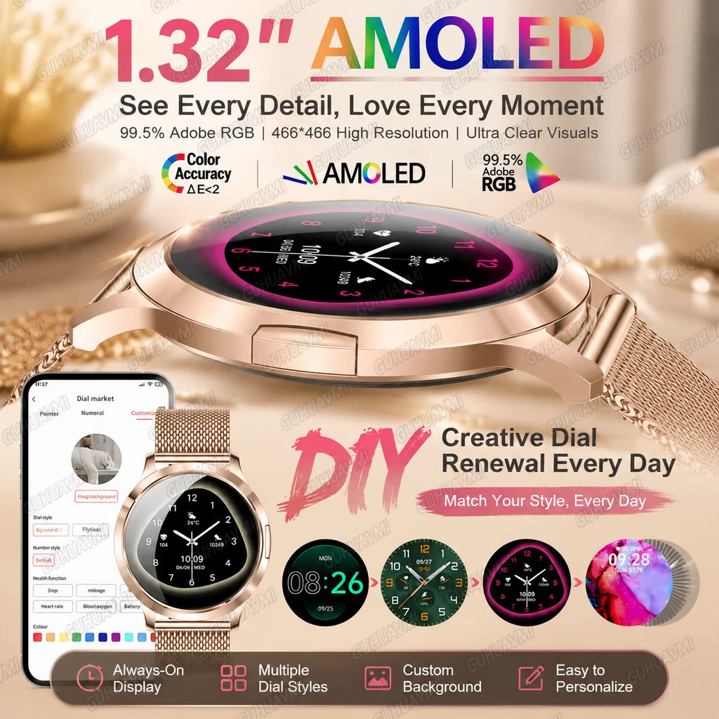 1.32-Inch AMOLED Smartwatch with 100+ Sports Modes & Bluetooth Calling