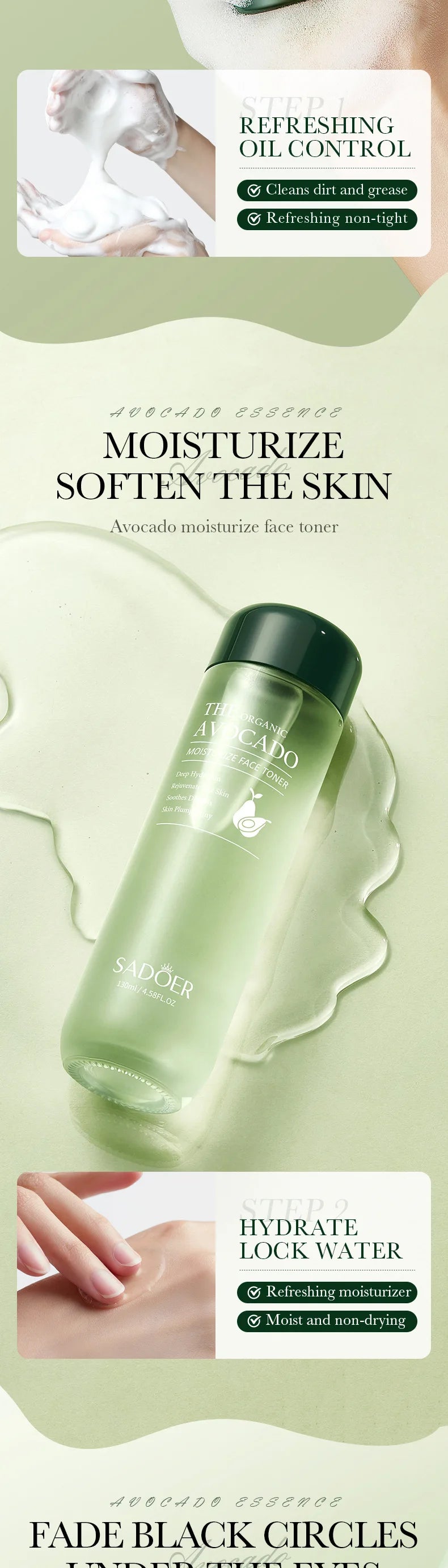 SADOER Avocado Skin Care Set 6pcs – Cleansing, Hydrating & Pore Purifying Kit