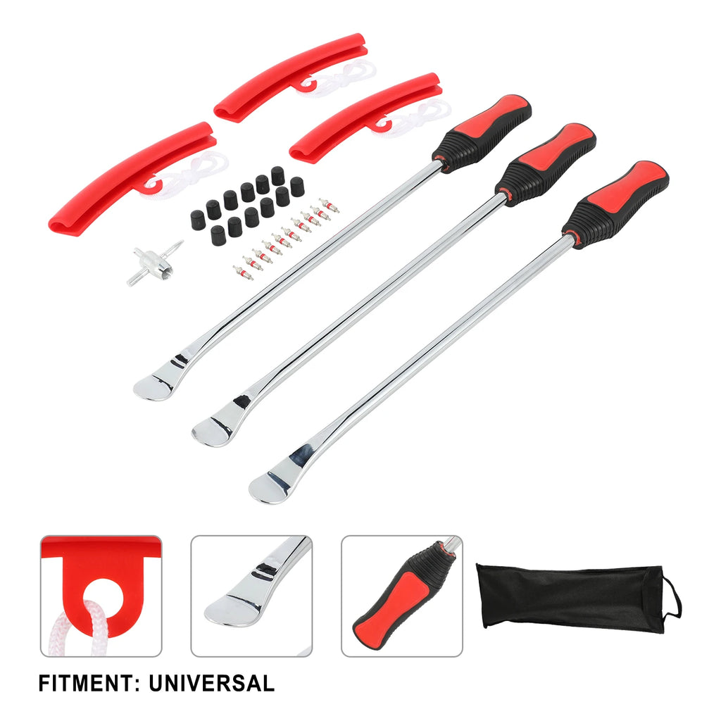 Motorcycles Bicycle Tire Changing Levers Repair Tool Set Tire Spoon Lever Tire Protector Valve Cap Valve Cores For Dirt Pit Bike
