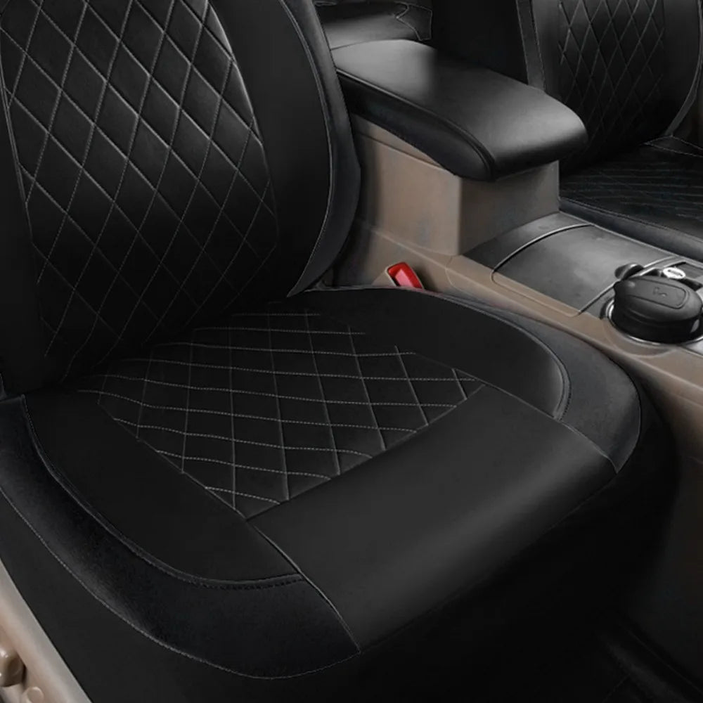 SEAMETAL Full-Surrouded Car Seat Cover Breathable Leatherette Seat Cushion Anti Scratch Seat Protector Cover for Sedan Suv Truck
