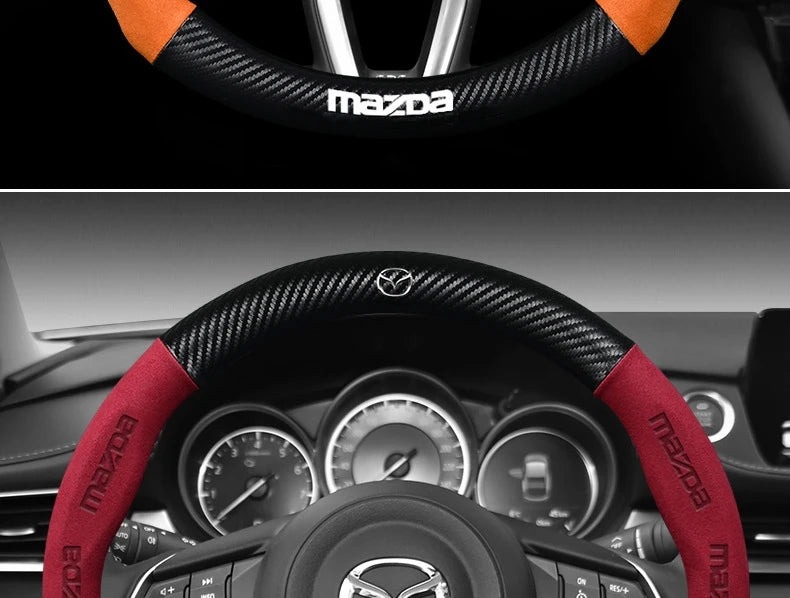 Funda para volante de Mazda – Piel genuina, fibra de carbono, para Axela, CX3, CX5, CX30, MX30