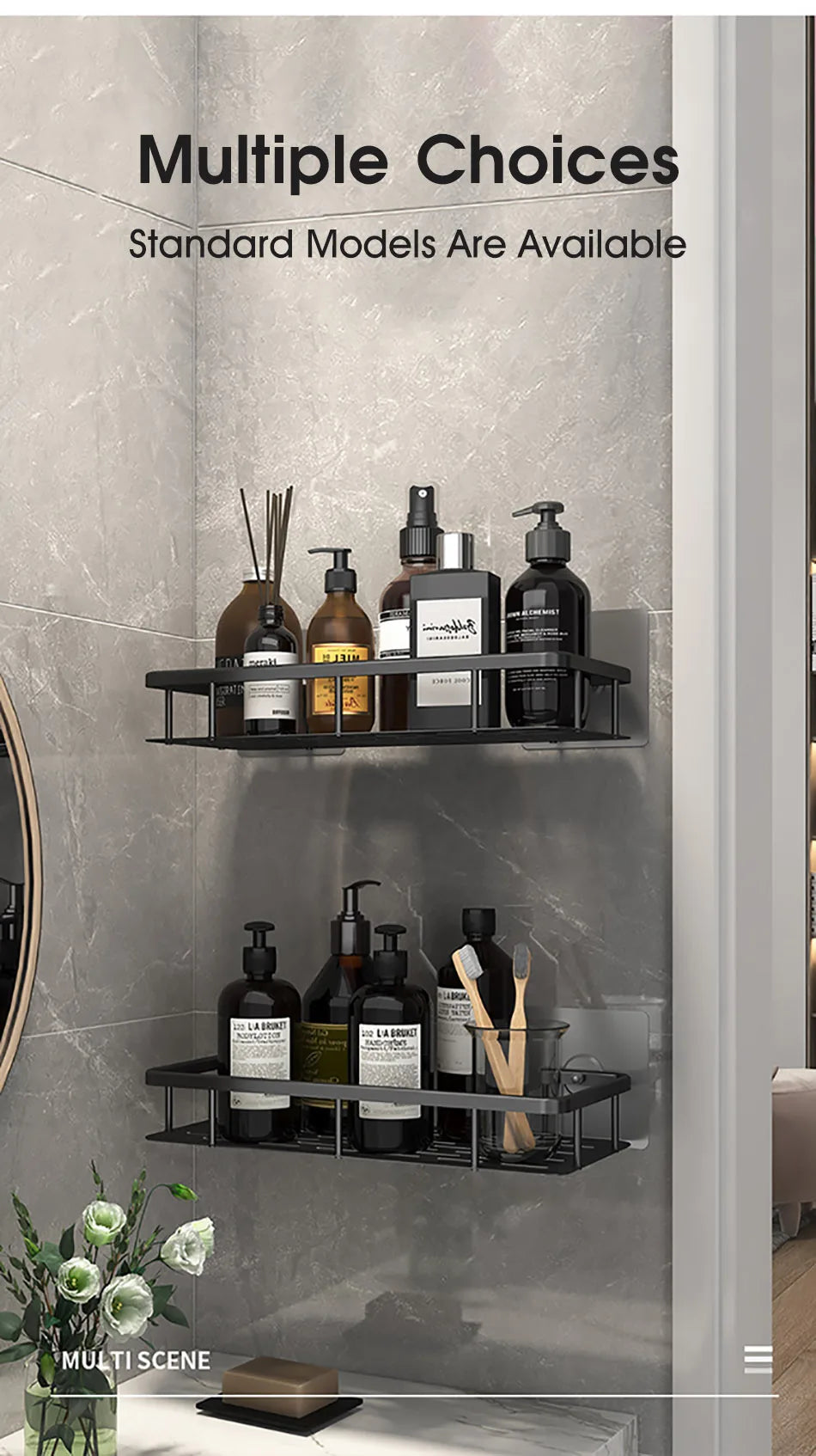 Bathroom Storage Rack No Drill Shelves Wall Mount Corner Shelf Shower Holder For WC Shampoo Organizer Bathroom Accessories