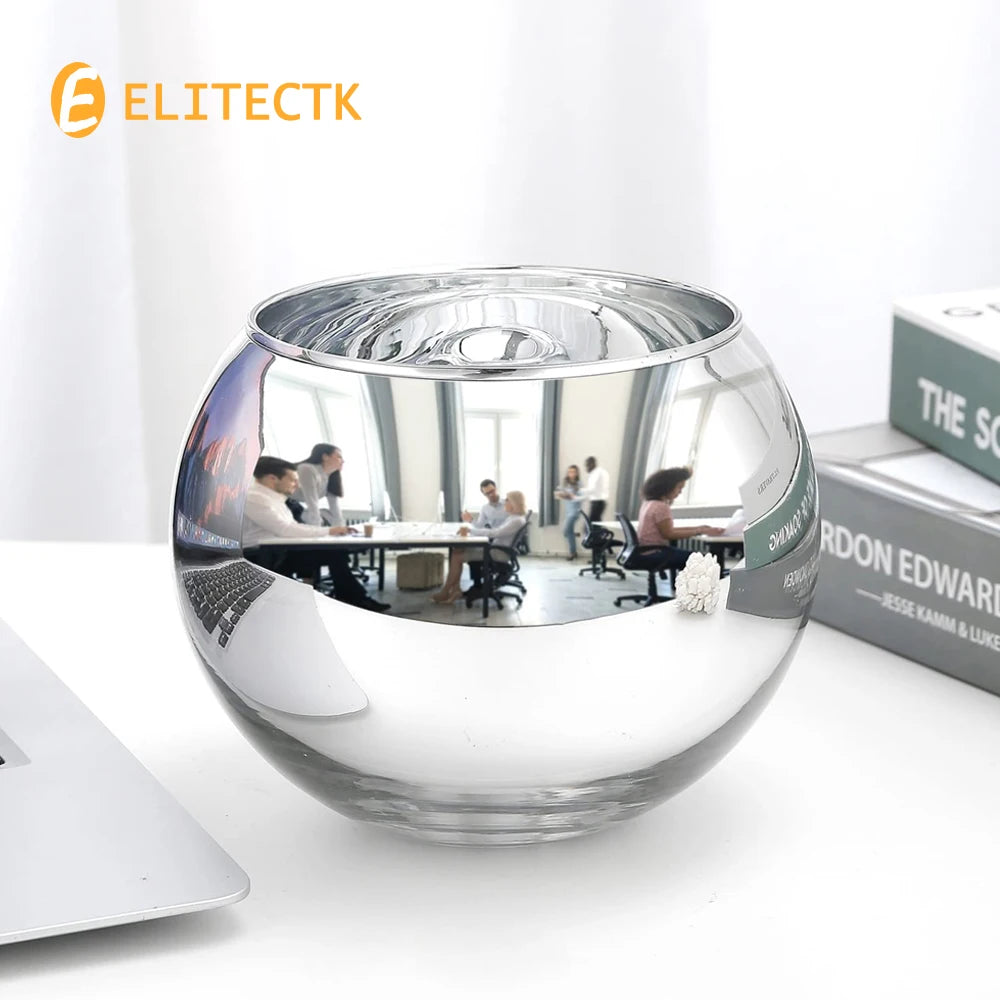 Desk Decor, Glass Candy Dish Desk Organizer to See Behind You, Home Office Aesthetic Table Vases Flower Pot, Cubicle Convex