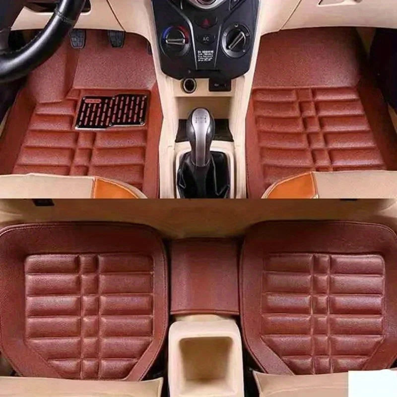 Universal PU Leather Car Floor Mats 5pcs – Anti-Slip Full Set