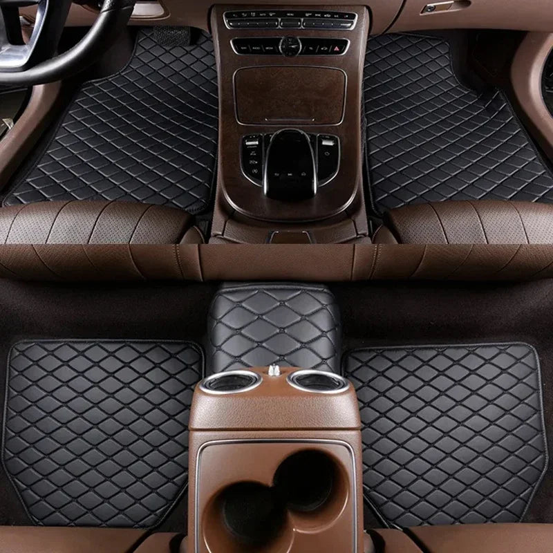 Universal PU Leather Car Floor Mats 5pcs – Waterproof Set
