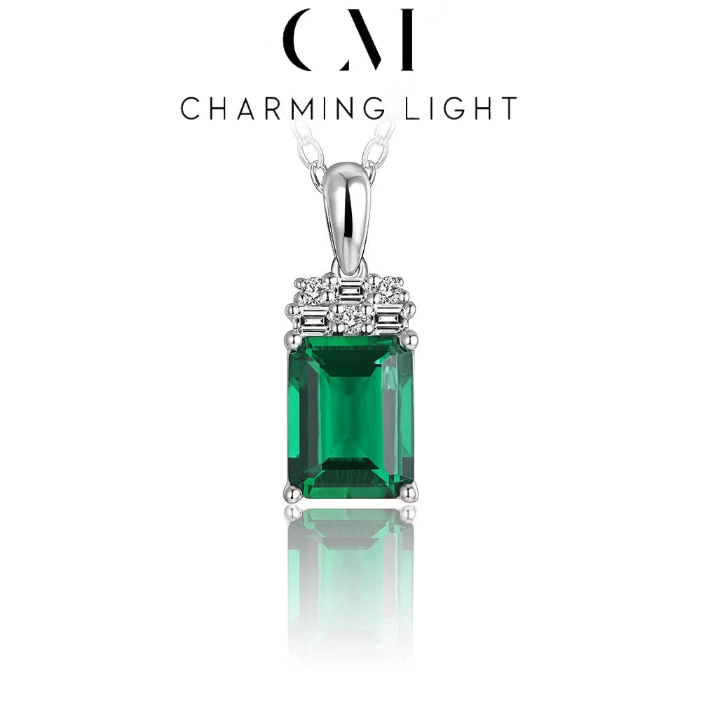 CHARMING Sparkling 2.0CT Created Emerald Pendant Necklace Octagon Shape S925 Silver Fashion Fine Party Jewelry With Certificate