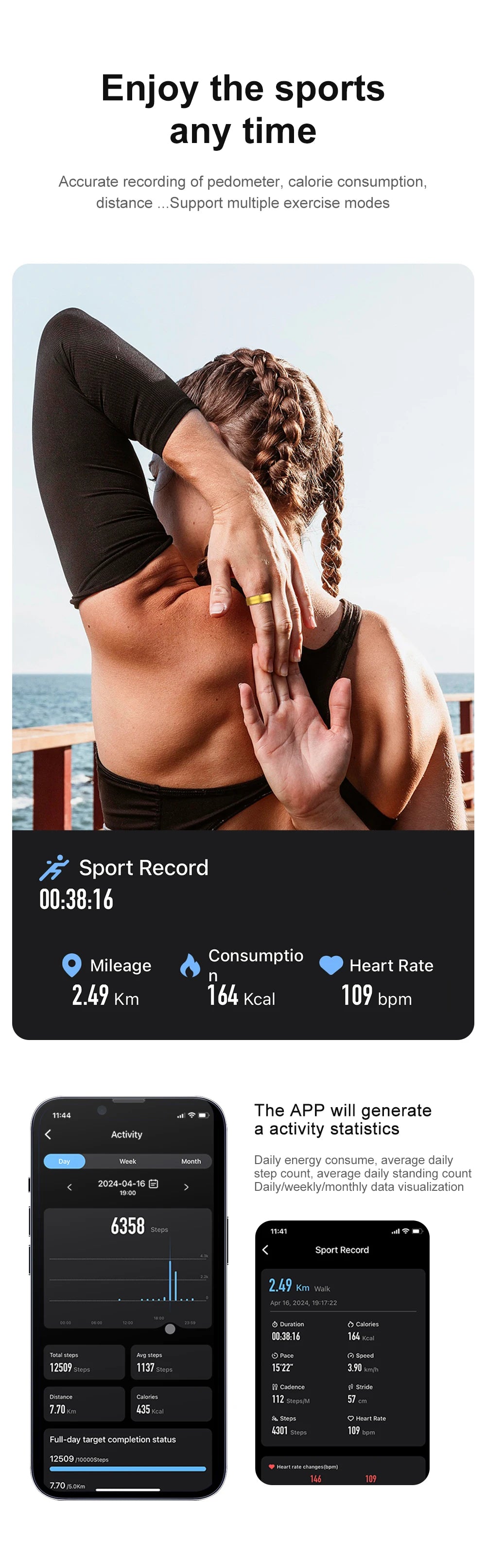 2026 R06 Smart Ring – IP68 Waterproof Health Monitor, Fitness Tracking, Multiple Sport Modes