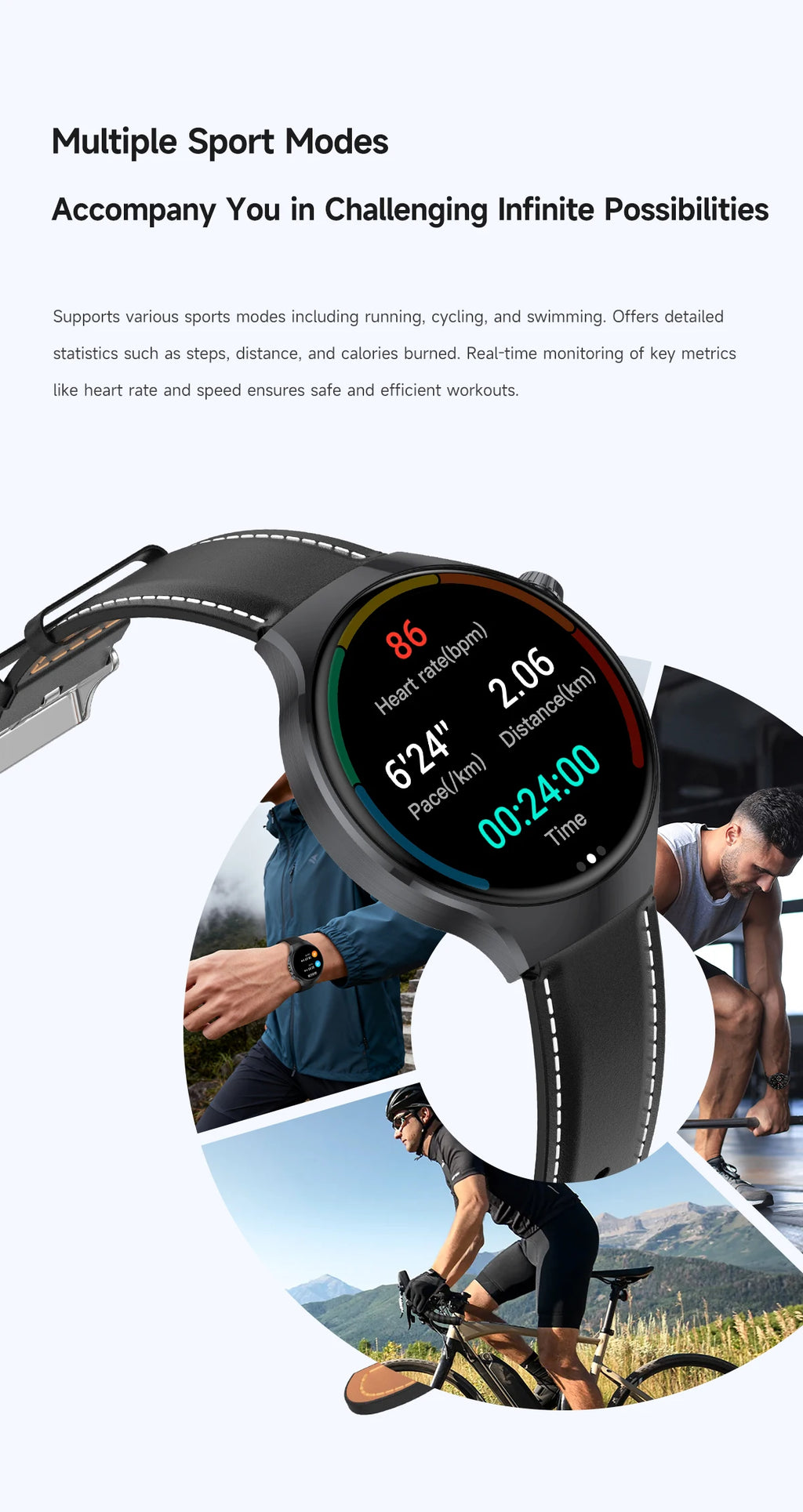 New Men's Smart Watch ,Health Monitor ,Bluetooth Call ,1000mAh Battery large battery,LED Flashlight ,100+Sport Mode Smart Watch