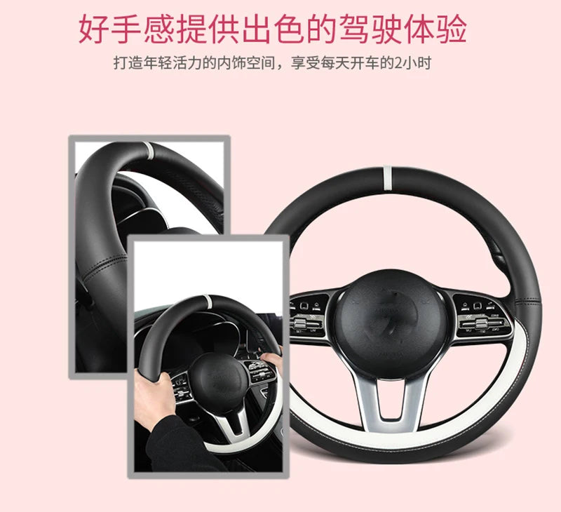 Steering Wheel Cover 38cm Leather – Kia Sportage Ceed Rio Sorento K2-K5