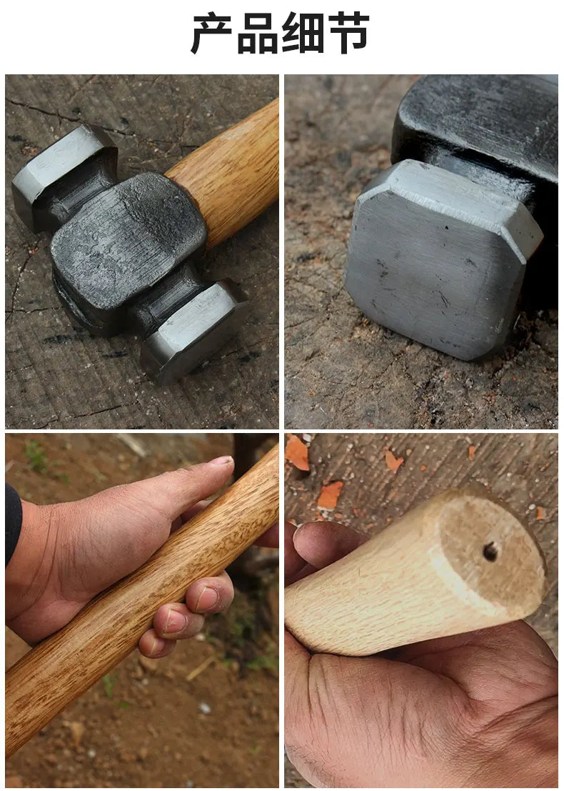 Iron hammer Blacksmith forging household wooden handle Hand forging tools Wood handle Steel hammer Sheet metal hammer