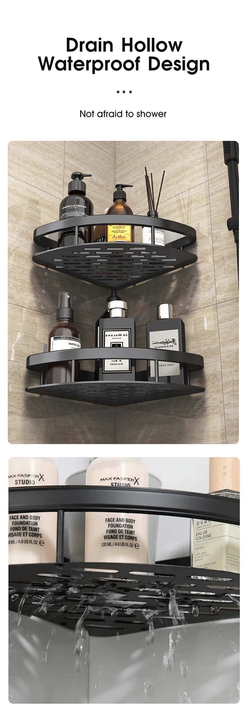 Bathroom Storage Rack No Drill Shelves Wall Mount Corner Shelf Shower Holder For WC Shampoo Organizer Bathroom Accessories