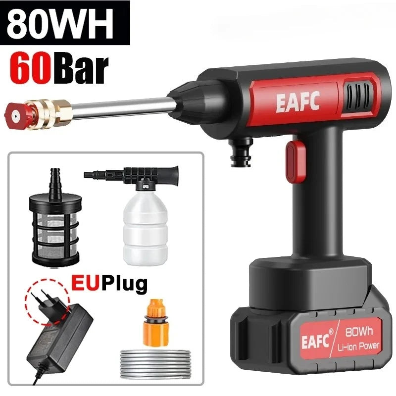 EAFC 60Bar Cordless Electric Pressure Washer — Self-Priming Foam Gun for Car & Garden