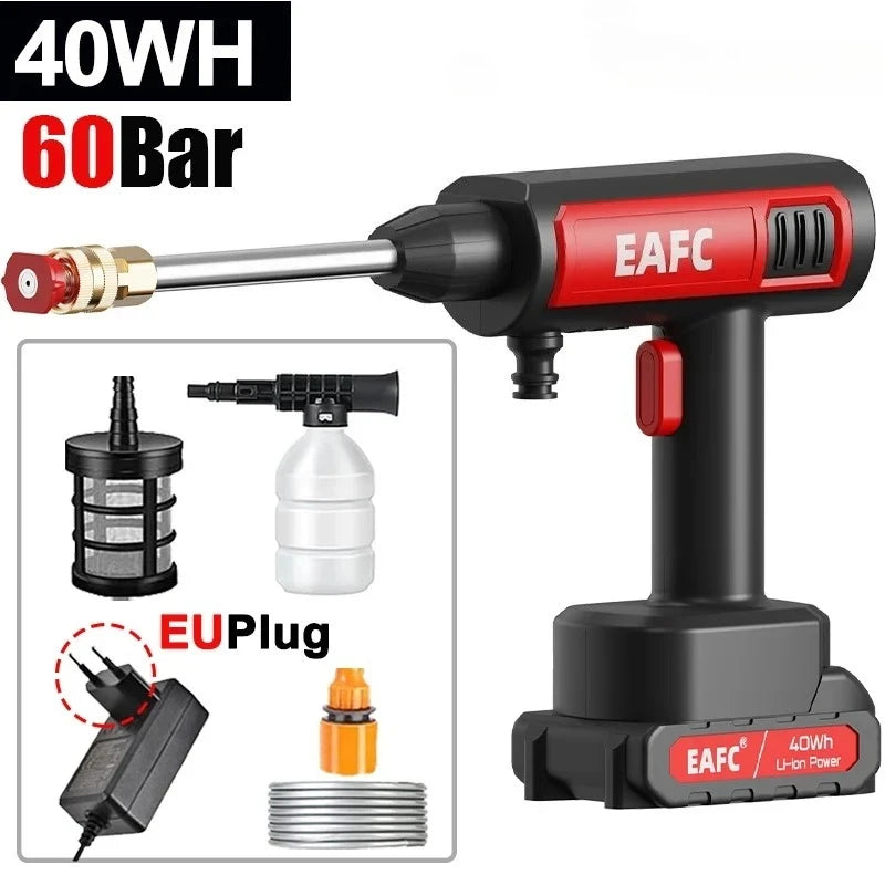 EAFC 60Bar Cordless Electric Pressure Washer — Self-Priming Foam Gun for Car & Garden