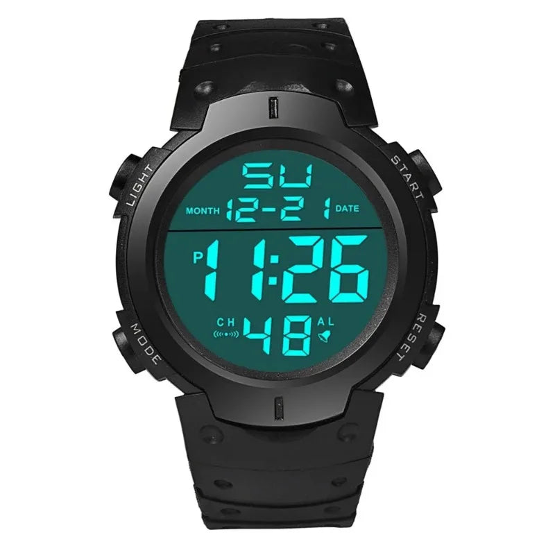 Men's Sport LED Digital Watch, Multi-Function Rubber Fitness Athlete Electronic Clock