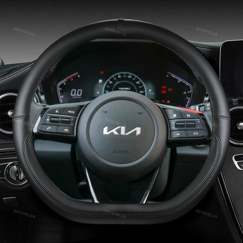Steering Wheel Cover 38cm Leather – Kia Sportage Ceed Rio Sorento K2-K5