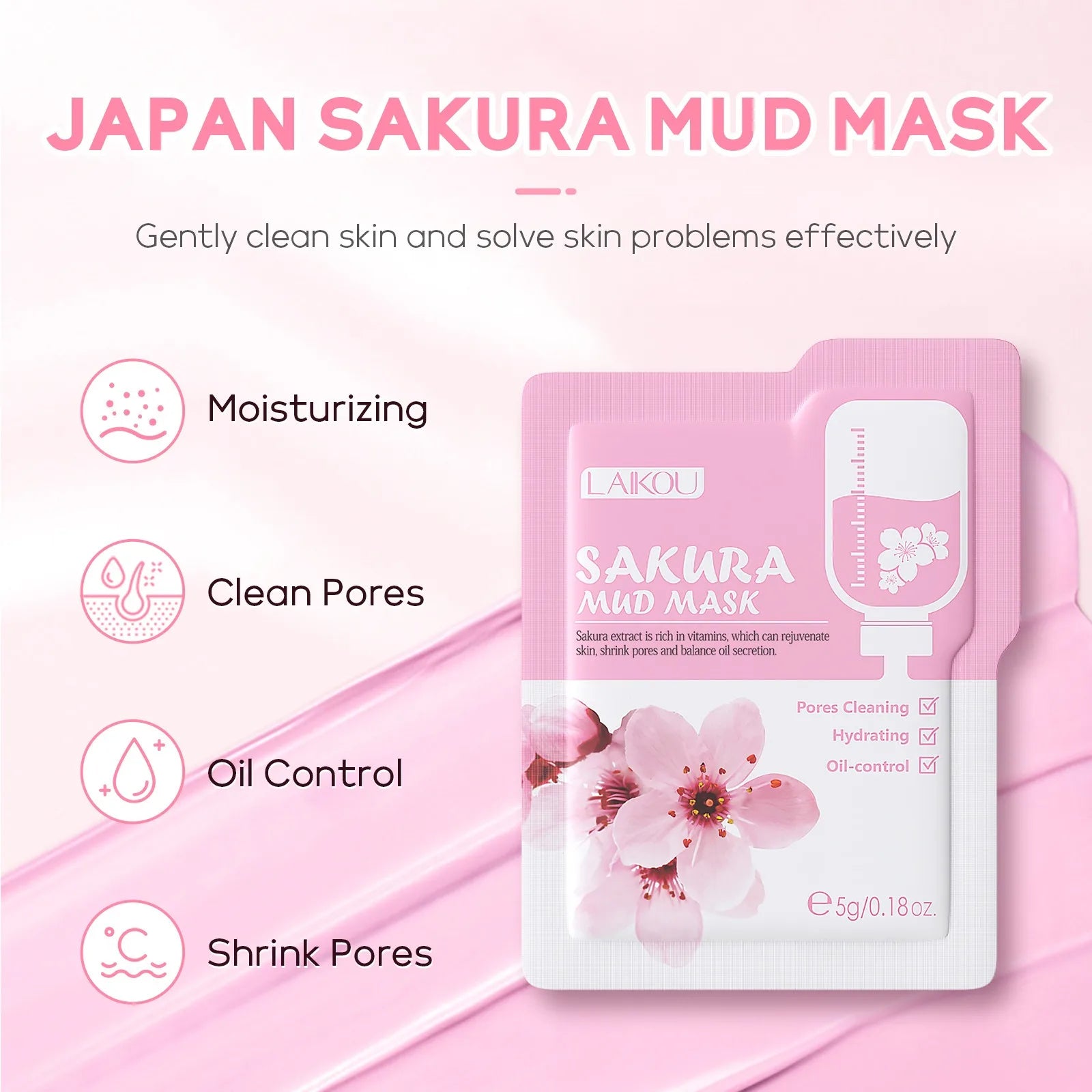 Sakura Skin Care Set 24pcs – Eye & Lip Masks, Serum, Mud Masks, Cleanser, Toner, Essence & Cream