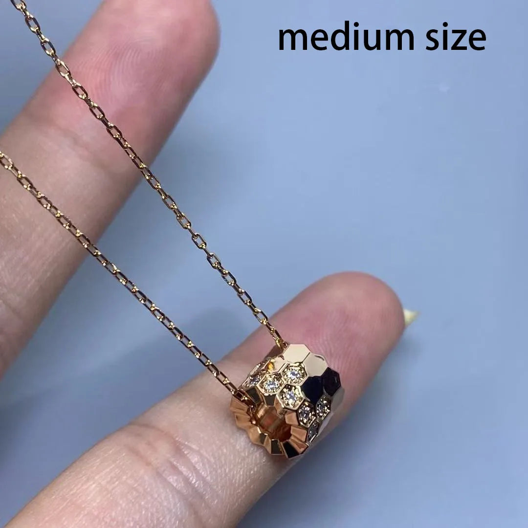 Honeycomb Design S925 Pure Silver Necklace With Diamond inlay, luxurious and Exquisite Women's Fashion Jewelry, Wedding Gift