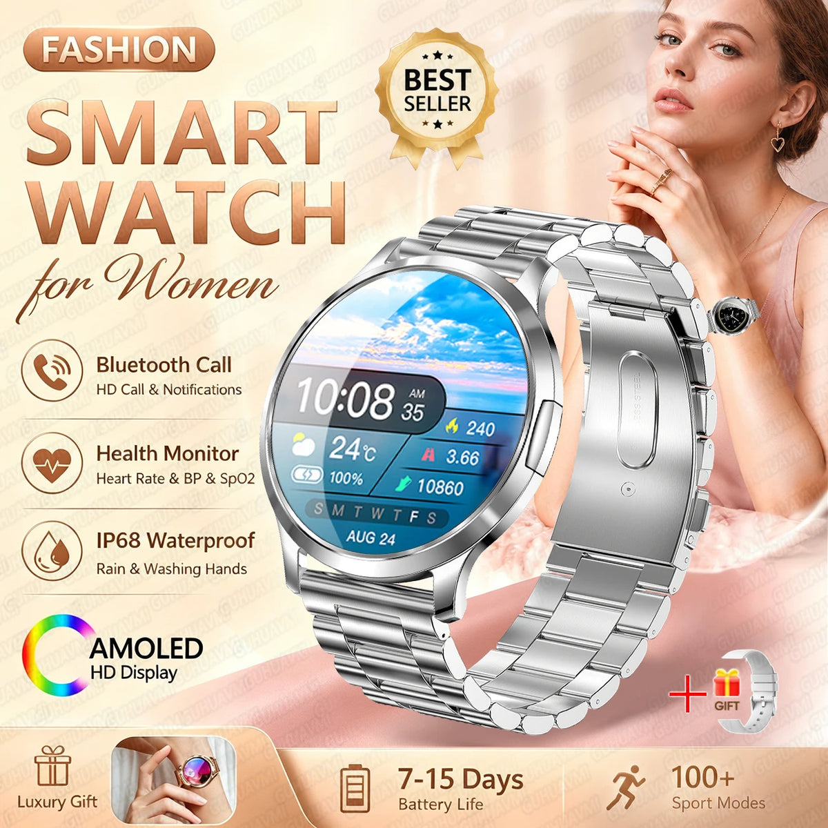1.32-Inch AMOLED Smartwatch with 100+ Sports Modes & Bluetooth Calling