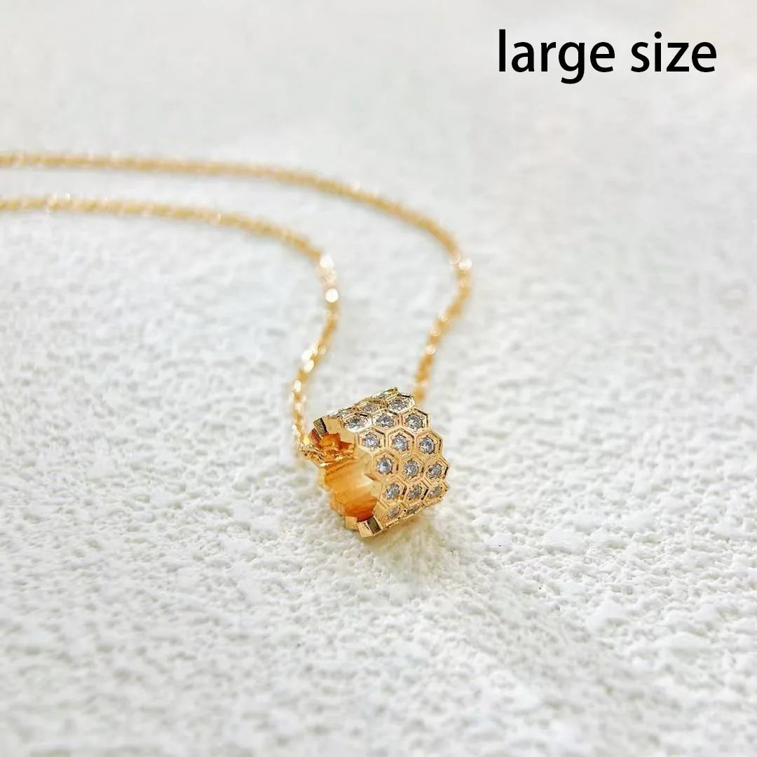 Honeycomb Design S925 Pure Silver Necklace With Diamond inlay, luxurious and Exquisite Women's Fashion Jewelry, Wedding Gift