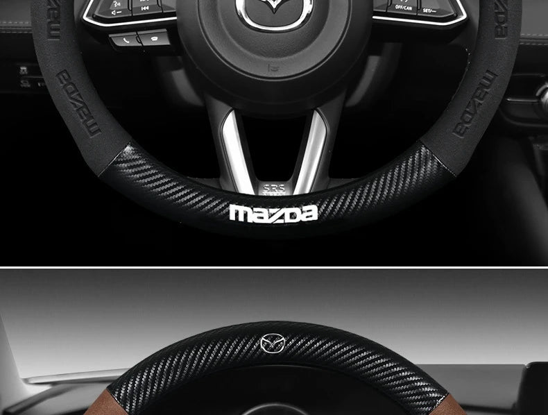 Funda para volante de Mazda – Piel genuina, fibra de carbono, para Axela, CX3, CX5, CX30, MX30