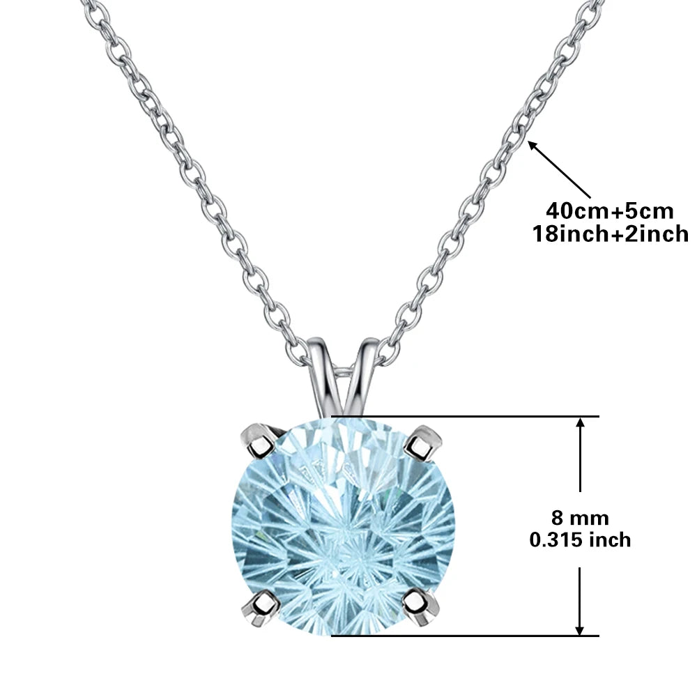 S925 sterling silver sparkle Pyrotechnic cut Cubic Zirconia pendant necklace for women fine jewelry simple classic colorful
