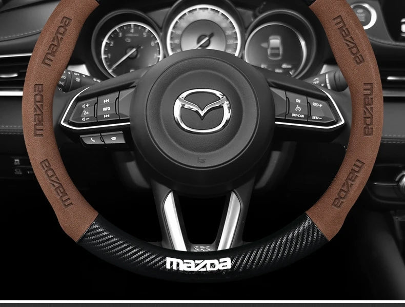 Funda para volante de Mazda – Piel genuina, fibra de carbono, para Axela, CX3, CX5, CX30, MX30