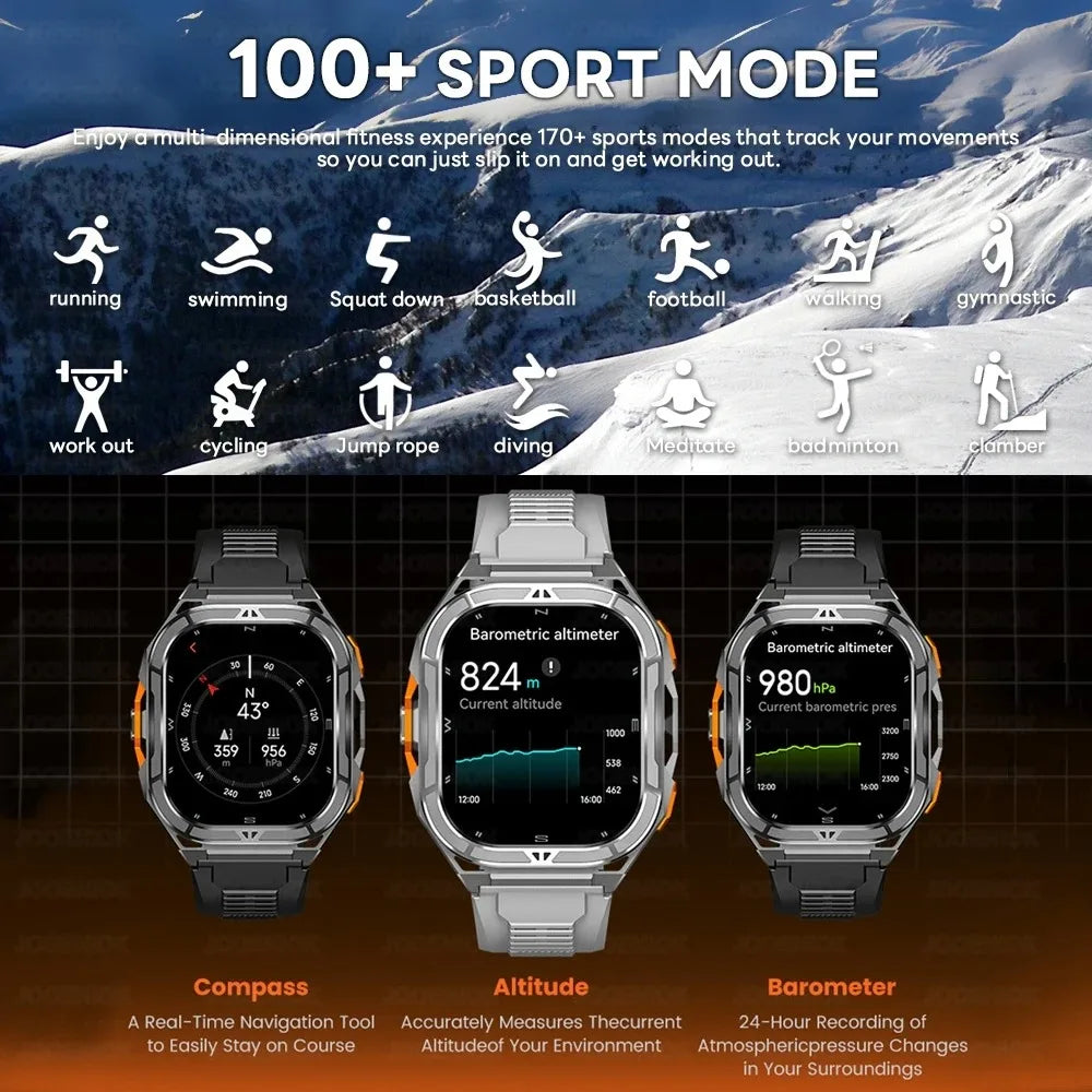 Men's GPS Smart Watch 1.96" AMOLED with Compass & Bluetooth Call