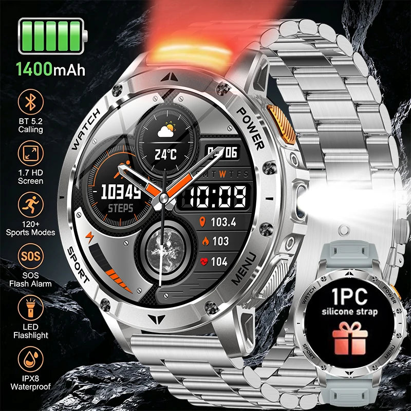 1.7-Inch IPS Smartwatch with Bluetooth Calls, SOS & 120+ Sports Modes
