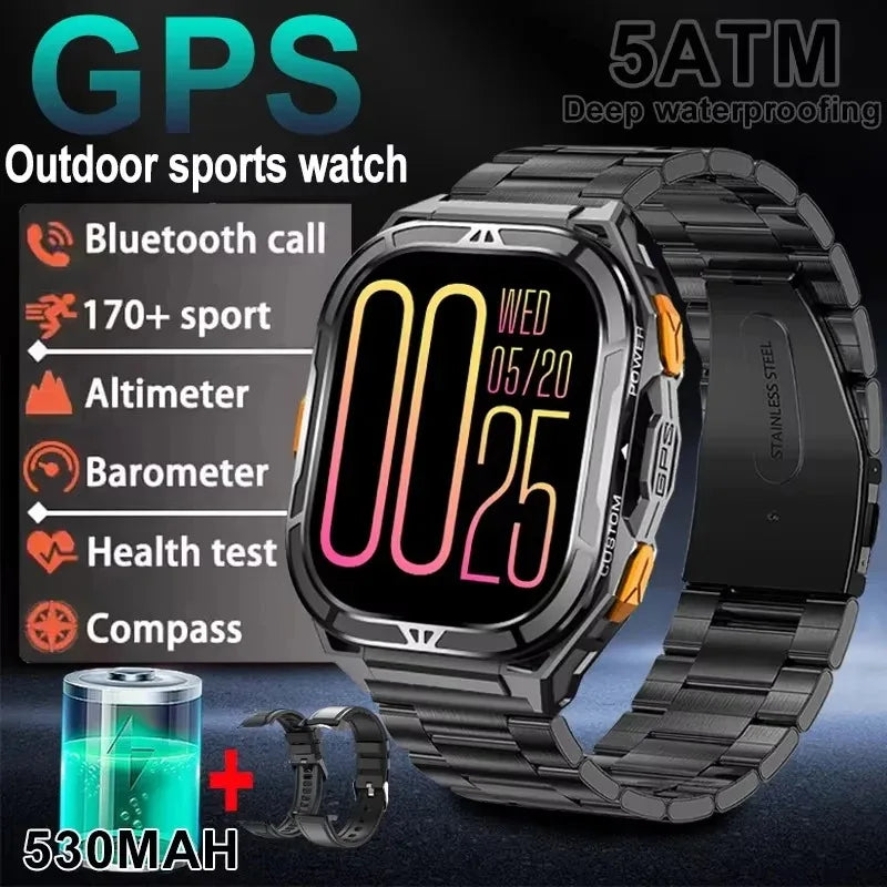Men's GPS Smart Watch 1.96" AMOLED with Compass & Bluetooth Call