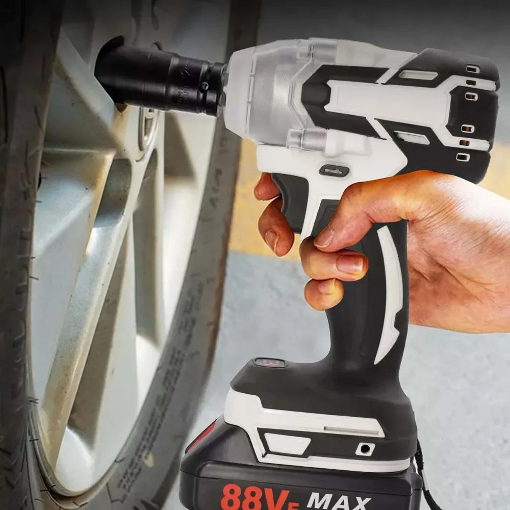Juego de llave de impacto eléctrica inalámbrica de 380 NM - Destornillador de alta potencia con batería de iones de litio y caja de herramientas