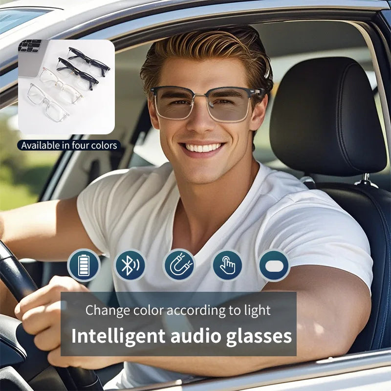 GS13 AI Smart Glasses Color-Changing Lenses Bluetooth Calling Outdoor Sports Photography Music Blue-Light Smart Sunglasses