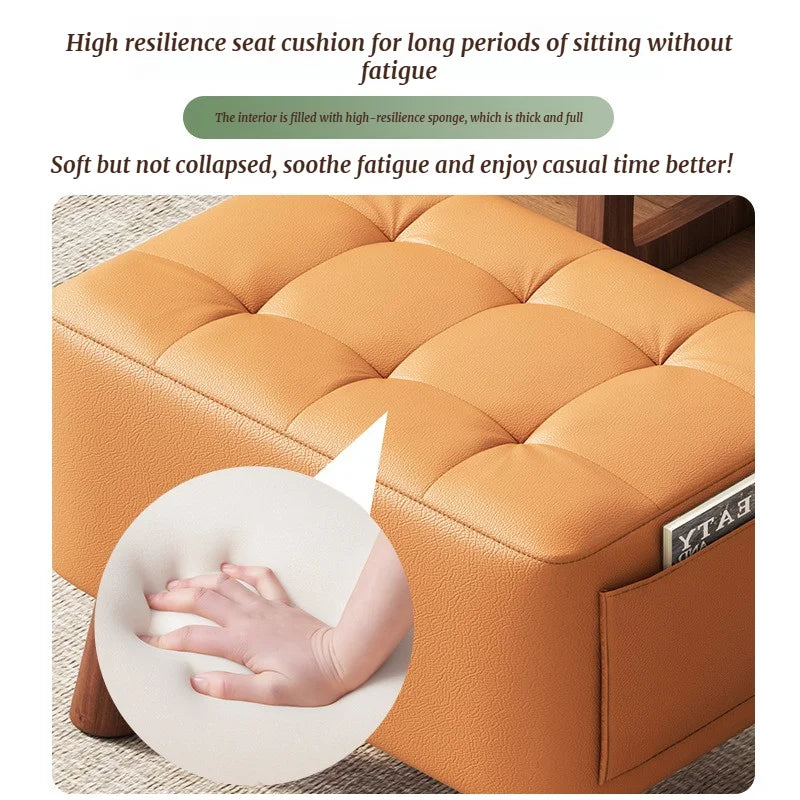 Creative Leather Footstool – Minimalist Square Sofa Stool for Living Room