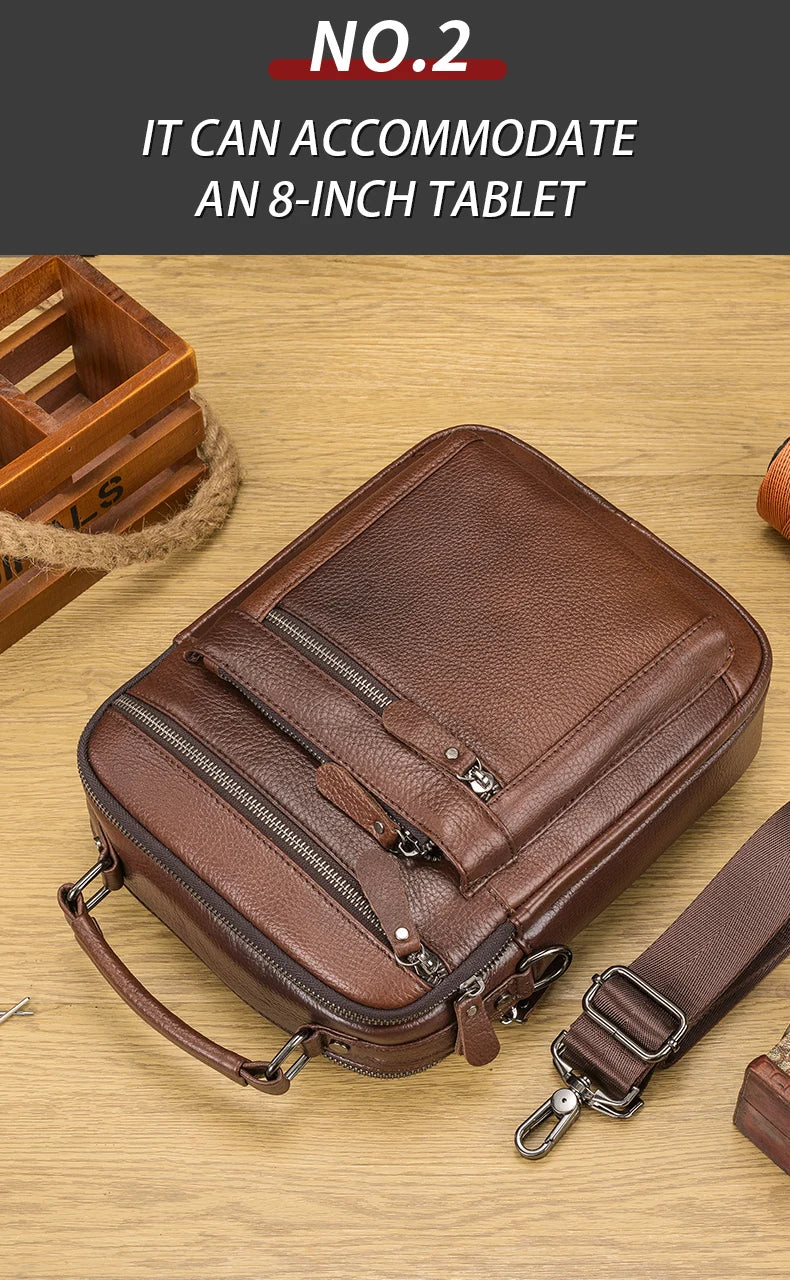 Men's Genuine Leather Shoulder Bag – Large Capacity Business Crossbody