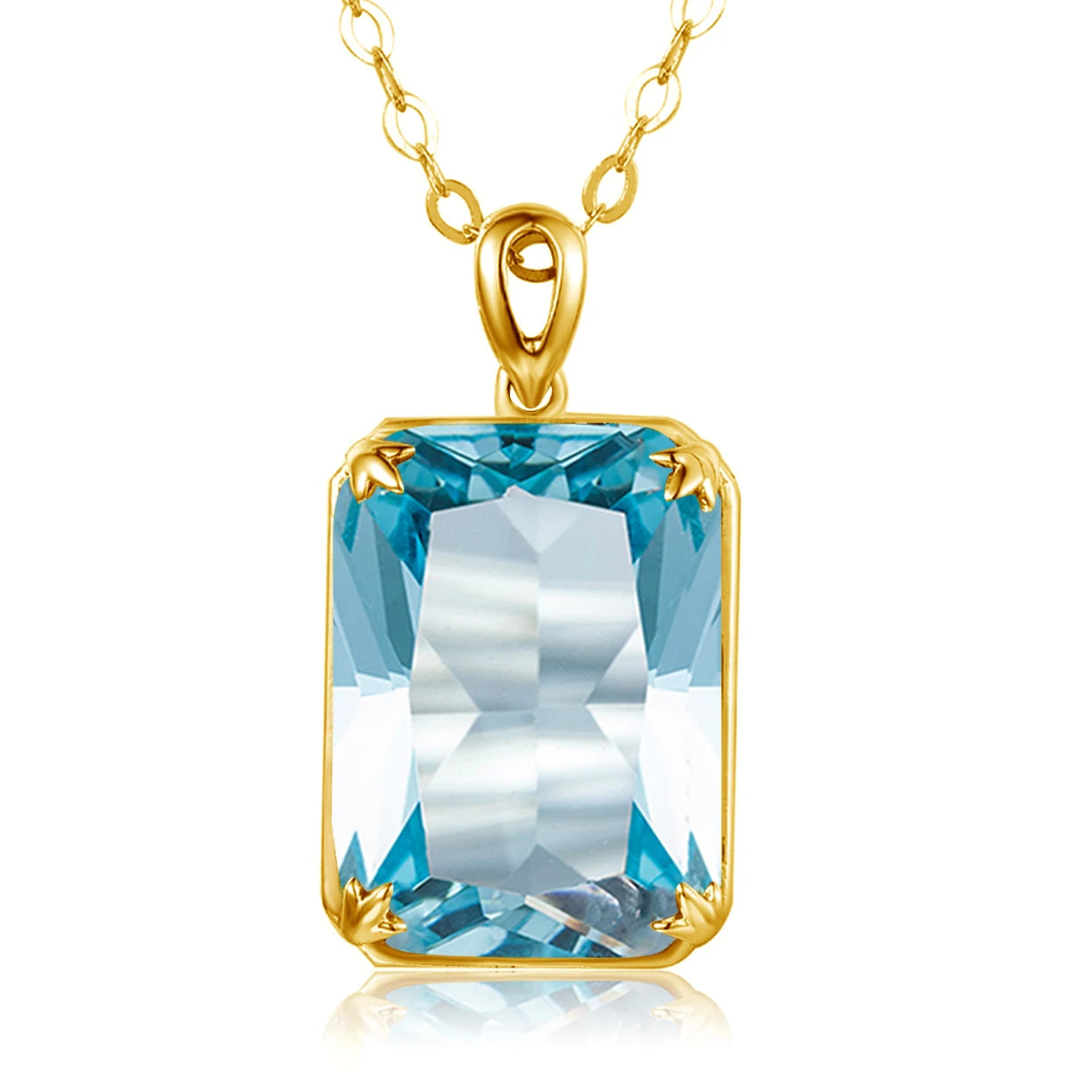 100% Real Silver 925 Necklace Pendant Aquamarine Women Jewelry Birthday Party Banquet Girl Accessories