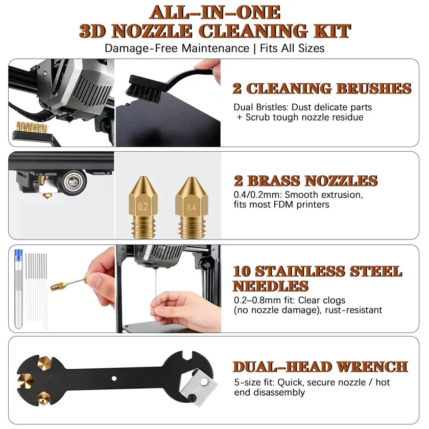 66x 3D Printer Tools Kit with Storage Case for FDM SLA Printers Deburring Tool Scrapers Metal Files Brushes Hand Drill Tweezers