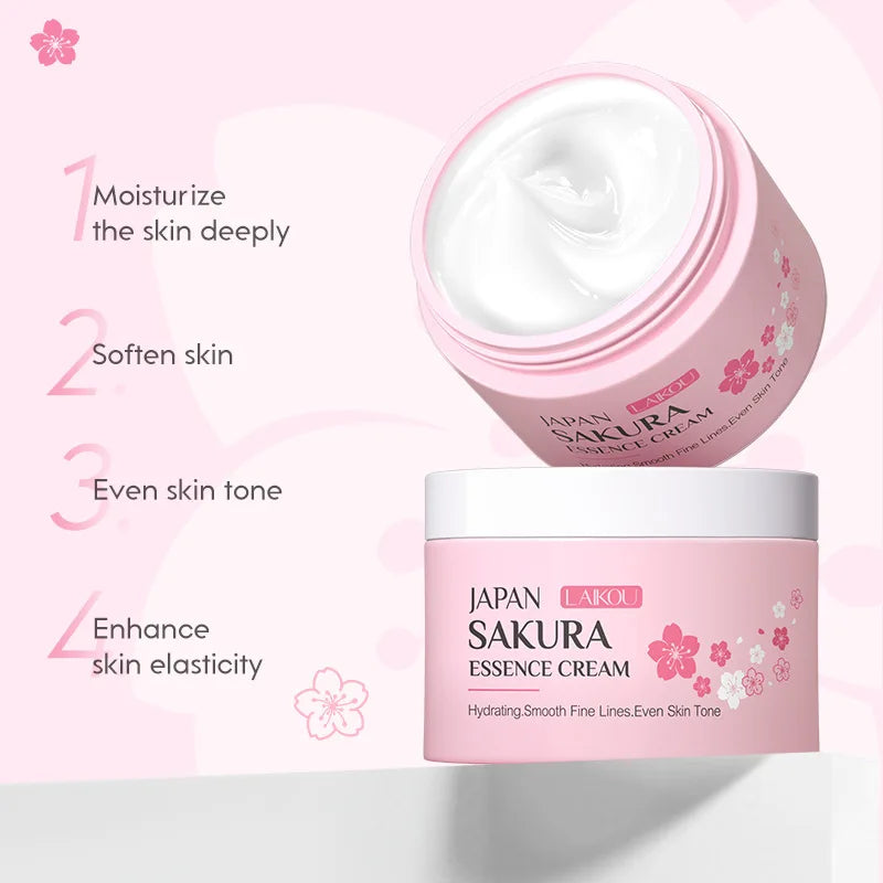 LAIKOU Sakura Skin Care Set – 9pcs Korean Skincare Kit with Cleanser, Toner, Cream & More