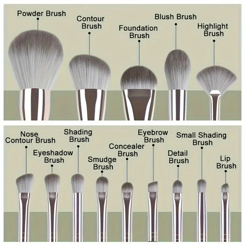 Luxury 14-Piece Makeup Brush Set Professional Full Face & Eye Detail Brushes Super Soft for Foundation Blush Application