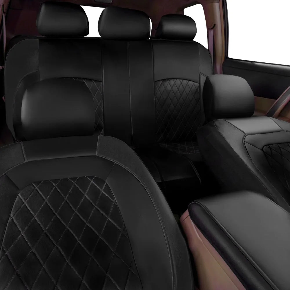 SEAMETAL Full-Surrouded Car Seat Cover Breathable Leatherette Seat Cushion Anti Scratch Seat Protector Cover for Sedan Suv Truck