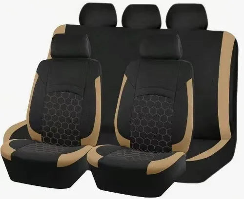 9PCS All-Season Universal Car Seat Covers, Honeycomb Embroidered Durable Polyester Fabric, Hand Washable Car Seat Covers