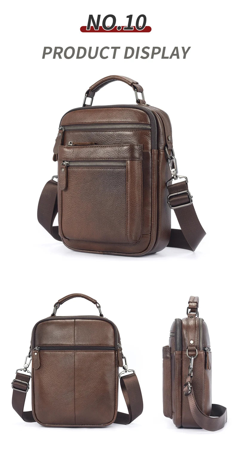 Men's Genuine Leather Shoulder Bag – Large Capacity Business Crossbody
