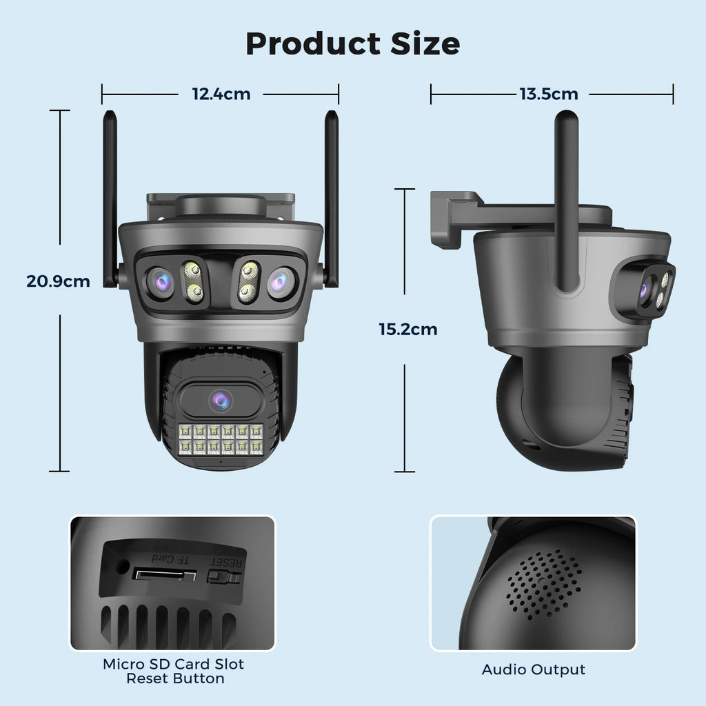 15MP PTZ IP Security Camera, 30x Optical Zoom Outdoor WiFi with Auto Tracking