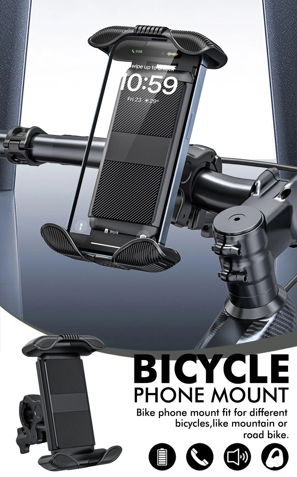 Bike Phone Holder Motorcycle Rearview Mirror Phone Mount Stand Bike Scooter Handlebar Cradle Clip Outdoor Navigation Universal