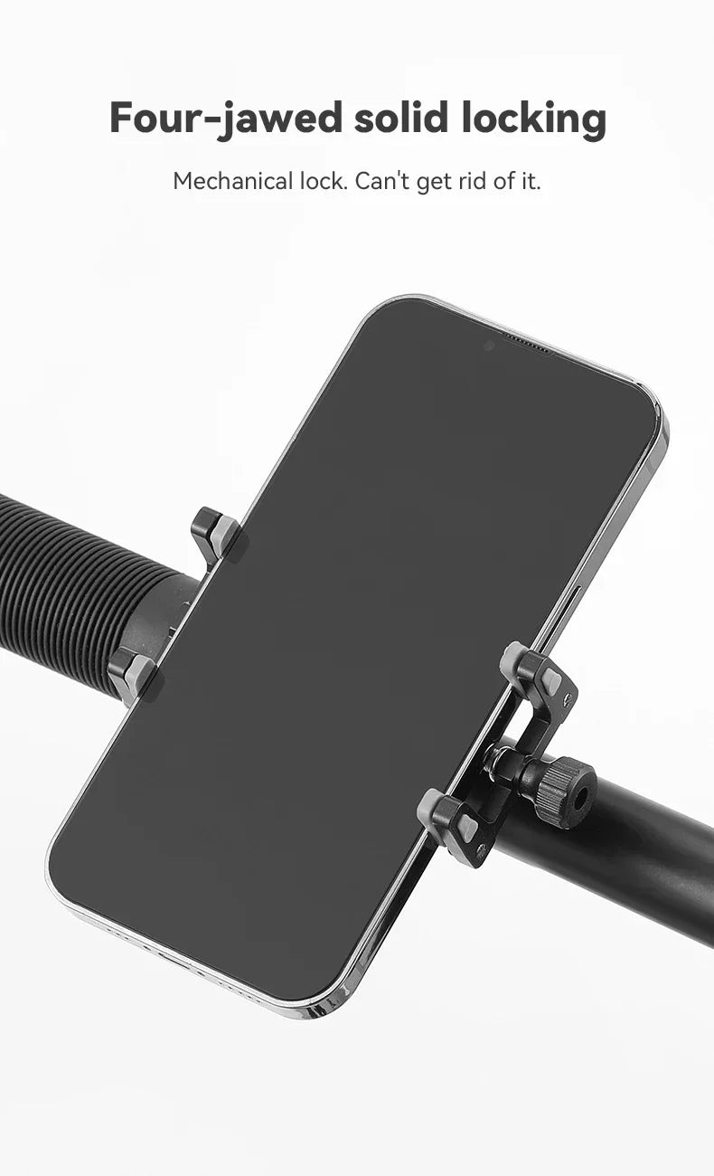 Soporte de teléfono para motocicleta, bicicleta eléctrica, teléfono inteligente, aleación de aluminio CNC, soporte de cuatro garras para bicicleta